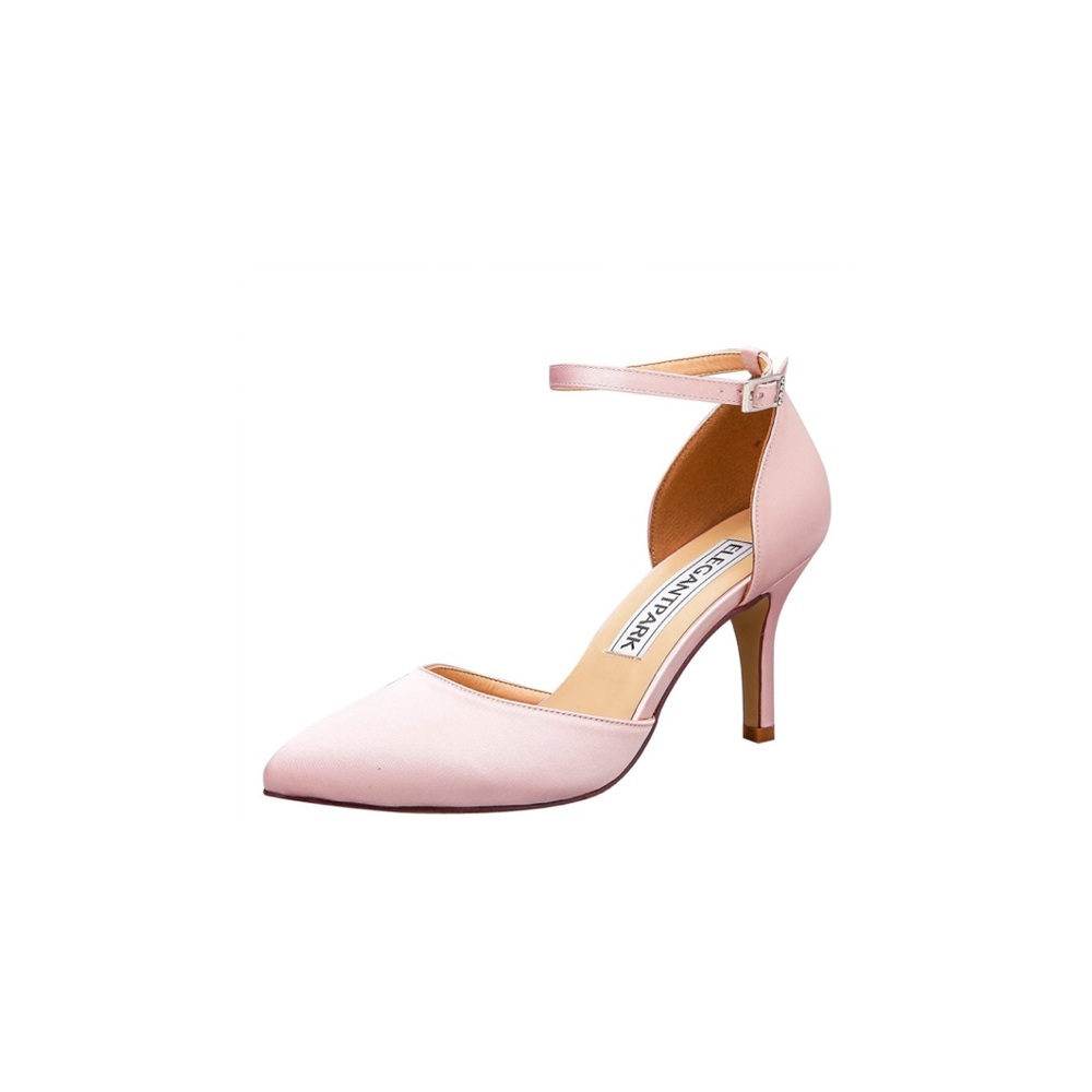 Elegant Park Women’s Satin Ankle Strap Pump in Blush Size 9